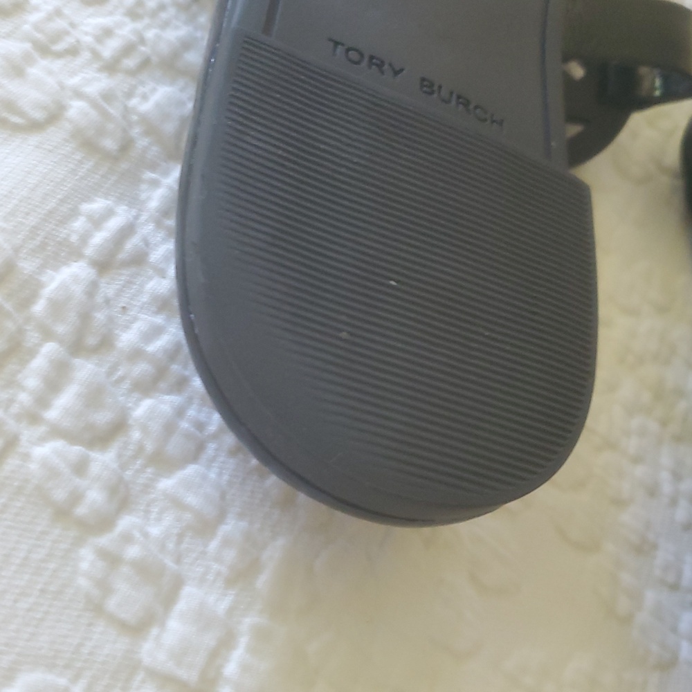 TORY BURCH SHINY BLACK  MILLER SOFT SANDALS /SZ: 10 - Picture 9 of 14